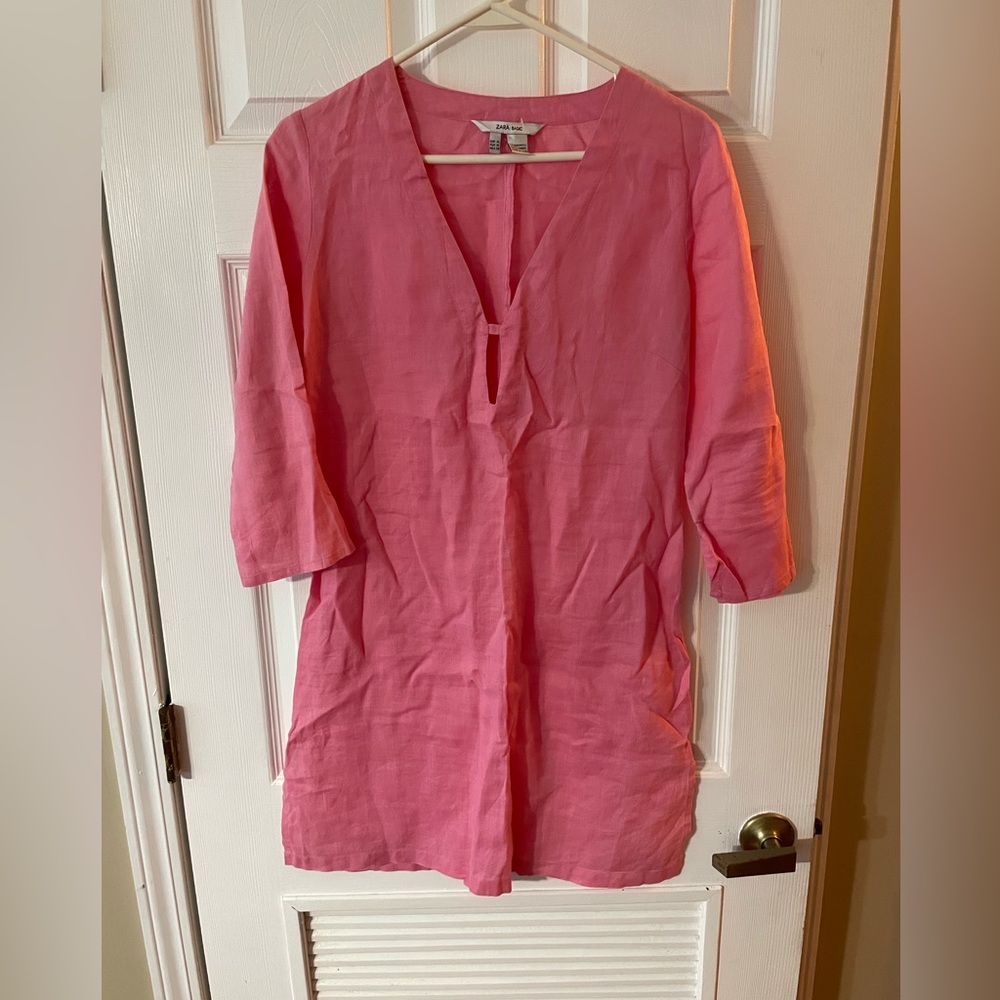 Zara Pink V-Neck Tunic Top